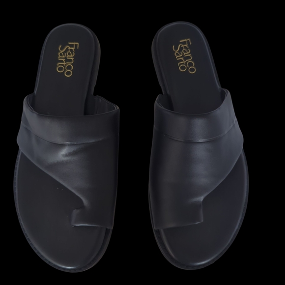 Franco Sarto Black Leather Sandals - Picture 6 of 9